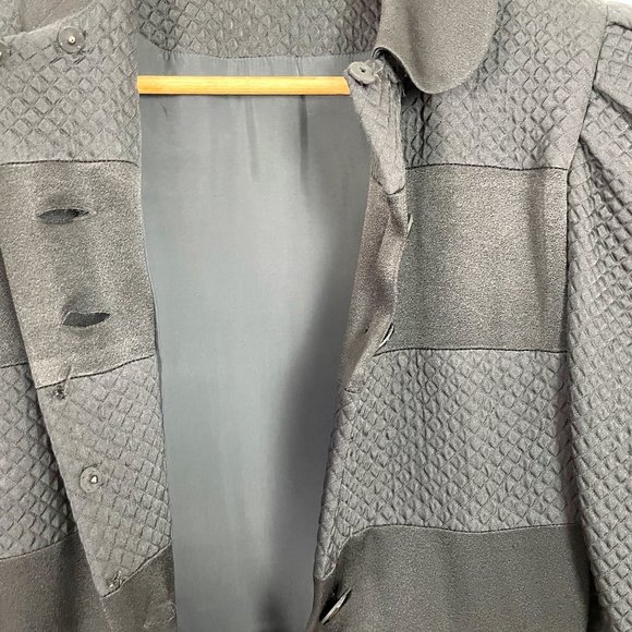 40s-50s style vintage quilted black button front dress - size M - Picture 10 of 10